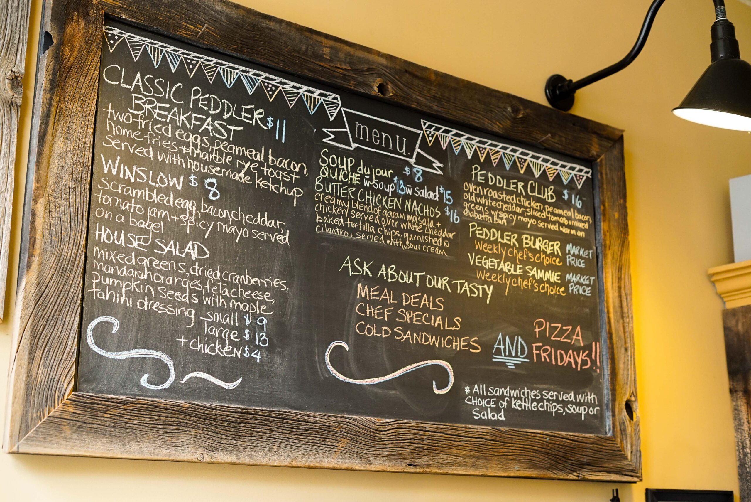 chalkboard menu of a cafe