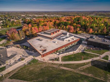 aerial view of a building at Fleming College