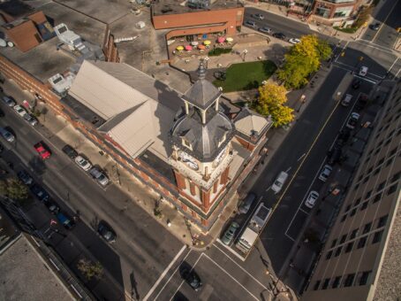 Aerial photo of a building in the City of Peterborough