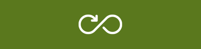 a white arrow in the shape of an infinity sign on a green background