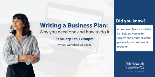 Writing a business plan workshop: February 1, 12:00pm via zoom