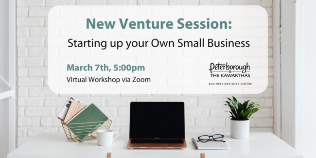 New Venture Session Webinar: March 7, 5:00pm virtual on Zoom