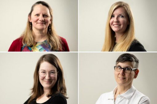 College of headshots for Michelle Godfrey (top left), Kate Griffin (top right), Caitlin Smith (bottom left), and Ineke Turner (bottom right)